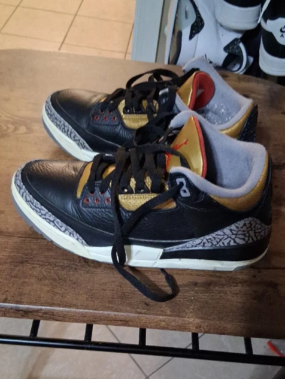 Jordan Men's Sneakers - Black, Gold & Red Accents